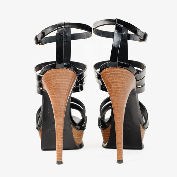Saint Laurent Tribute Black Patent Leather Platform Sandals - Picture 3 of 11